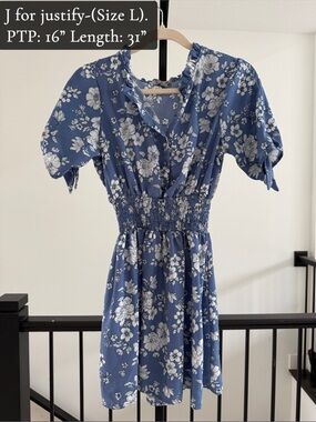 Justify Blue Floral Smocked Waist Mini Dress